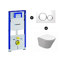 Geberit UP320 toiletset - inclusief Geberit Sigma bedieningsplaat & Wiesbaden Vesta-Junior rimless toilet met toiletzitting