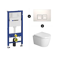 Geberit UP100 toiletset - inclusief bedieningsplaat & Duravit Me by Starck hangend toilet compact met softclose zitting