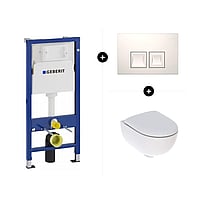 Geberit UP100 toiletset - inclusief bedieningsplaat & Geberit Renova Compact CombiPack Rimfree met Topfix Softclose Quickrelease-zitting