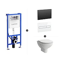 LAUFEN toiletset - LAUFEN PRO Pack hangend toilet diepspoel rimless, LIS AW1 bedieningsplaat en LIS inbouwreservoir