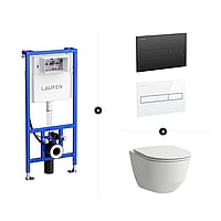 LAUFEN toiletset - LAUFEN PRO Pack hangend toilet diepspoel rimless, met toiletzitting SlimSeat softclose, LIS AW1 bedieningsplaat en LIS inbouwreservoir