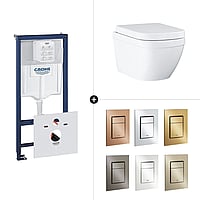 Grohe Rapid SL toiletset- inclusief GROHE Skate Cosmopolitan  bedieningspaneel verticaal & GROHE Euro Ceramic hangend toilet met softclose-zitting en deksel, wit