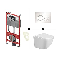 TECEprofil toiletset - inclusief TECE bedieningspaneel & Sub Nibiru Rimless verkort wandcloset  met softclose- en quickrelease-zitting, wit