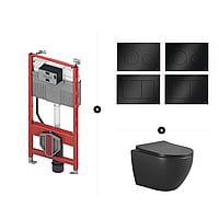 TECEprofil toiletset - inclusief TECE bedieningspaneel & Sub Nibiru Rimless verkort wandcloset 48 cm met softclose- en quickrelease-zitting, mat zwart