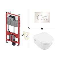 TECEprofil toiletset - inclusief TECE bedieningspaneel & Villeroy & Boch O.novo CombiPack wandtoilet diepspoel met toiletzitting met softclose en quickrelease, wit