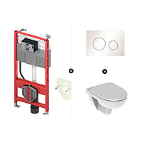 TECEprofil toiletset - inclusief TECE bedieningspaneel & Geberit 280 CombiPack Rimfree hangend toilet diepspoel met Softclose-toiletzitting, wit