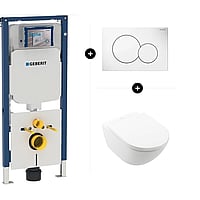 Geberit UP720 toiletset -  inclusief Geberit Sigma01 bedieningspaneel & Villeroy & Boch Subway 3.0 Combi-Pack met Rimless hangend diepspoel toilet met TwistFlush en softclose toiletzitting
