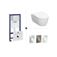 Grohe Rapid SL toiletset- inclusief bedieningspaneel en Geberit iCon CombiPack hangend toilet Rimfree met softclose- en quick release-toiletzitting en verdekte bevestiging, wit