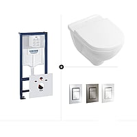 Grohe Rapid SL toiletset- inclusief bedieningspaneel en Villeroy & Boch O.novo CombiPack hangend toilet diepspoel Directflush compact inclusief toiletzitting met softclose en quickrelease, wit