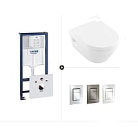 Grohe Rapid SL toiletset- inclusief bedieningspaneel en Villeroy & Boch Architectura combipack Directflush diepspoel wandcloset en toiletzitting met Quickrelease en Softclosing, wit