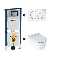 Geberit UP320 toiletset - inclusief Geberit Sigma bedieningsplaat & Geberit AquaClean Sela douche wc met ladydouche, oriëntatielicht en softclose zitting, wit