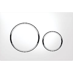 Geberit Sigma20 bedieningspaneel voor frontbediening (lxbxh) 164 x 246 x 11 mm, plaat wit, knoppen wit, ringen glans-chroom