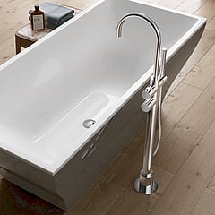 Hotbath Buddy vrijstaande thermostatische badkraan met omstelling, voorzien van staafhanddouche en douchslang 113 cm, chroom