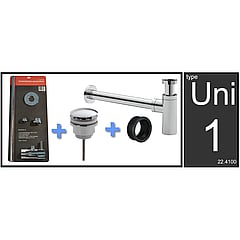 Sub Uni-1 aansluitset fontein/wastafel met luxe sifon, chroom