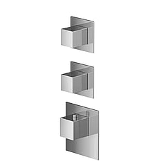 Hotbath Mate High Flow afbouwdeel met 2 stopkranen vierkant en vierkante afdekplaat voor inbouwdeel MHF002, chroom