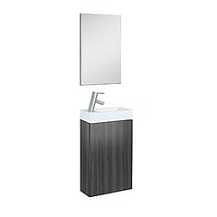 Plieger Senza toiletmeubel met 1 deur en omkeerbare keramische wastafel met spiegel 40 cm, antraciet
