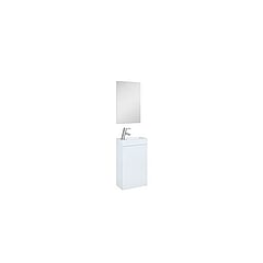 Plieger Senza toiletmeubel met 1 deur en omkeerbare keramische wastafel met spiegel 40 cm, glanswit