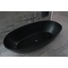 Luca Sanitair Luva vrijstaand bad van solid surface inclusief afvoerset chroom 180 x 80 x 60 cm, mat antraciet
