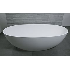 Luca Sanitair Luva vrijstaand bad van solid surface inclusief afvoerset chroom 180 x 93 x 56 cm, mat wit