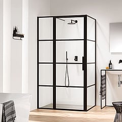 Sealskin Soho zijwand voor combinatie met een draaideur 90x210 cm, zwart-helder glas