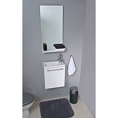 Differnz Tight badmeubelset met spiegel, planchet en wastafel met kraangat rechts 40 x 22 x 48 cm, wit