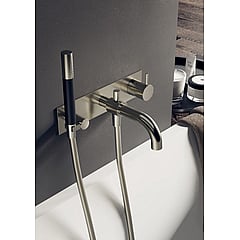 Hotbath Cobber afbouwdeel inbouw douche-/badmengkraan met automatische omstelinrichting, doucheslang en handdouche, geborsteld nikkel