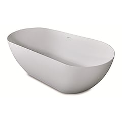 Luca Sanitair Vasca vrijstaand bad met dunne randen van solid surface inclusief afvoerset chroom 175 x 80 x 58 cm, mat wit