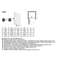 Sealskin I AM draaideur voor plaatsing tussen 2 muren 700 mm, 8 mm helder veiligheidsglas + antikalk, mat zwart