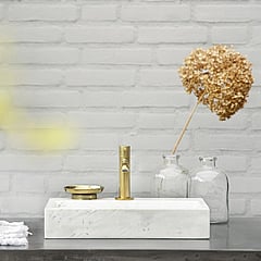 Differnz Flat fonteinset marmer met rechte kraan mat goud 38 x 24 x 8 cm, wit