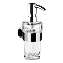Emco Fino zeepdispenser wandmodel 130ml helder kristalglas met kunststof doseerpomp, chroom