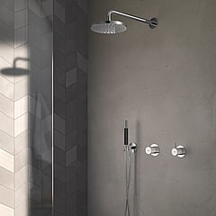 Hotbath Get Together doucheset met mengkraan 2-weg-omstel met 3 standen-handdouche, 30 cm plafondbuis, 20 cm hoofddouche, mat zwart