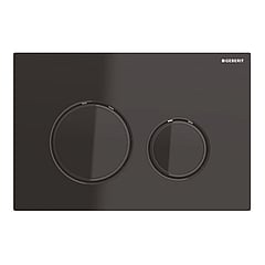 Geberit Sigma21 bedieningspaneel 2-knops, plaat zwart, knoppen zwart, randen zwart-chroom