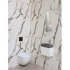 INK® Versus quartz fontein met kraangat en afzetplateau rechts 36 x 9 x 18 cm, quartz beton