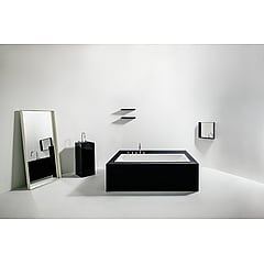 Kartell•LAUFEN inbouwbad Solid Surface hoek links met frame 170x86x44cm verlichte afvoer voorzijde, wit