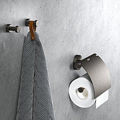 Geesa Nemox toiletrolhouder met klep, zwart metaal geborsteld