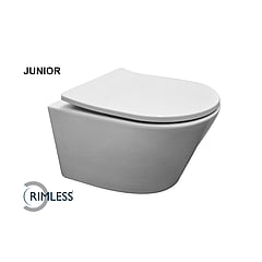 Sub Vesta-Junior rimless hangend toilet met Shade zitting, wit