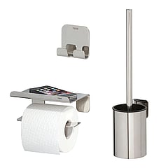 Tiger Colar toiletaccessoireset - toiletborstel met houder - toiletrolhouder met planchet - haak -, gepolijst rvs
