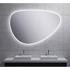 Sub Uovo spiegel asymmetrisch 140 cm met dimbare LED-verlichting en spiegelverwarming