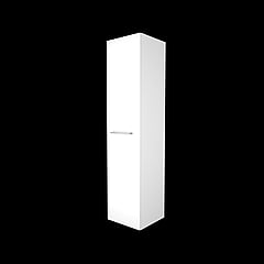 Basic Algemeen hoge kast met 1 deur met greep en glazen legplanken 35 x 150 x 35 cm, ice white