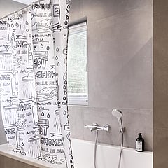 Differnz Bath douchegordijn met verzwaarde onderzoom 180 x 200 cm, wit / zwart