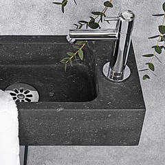 Differnz Sapon fonteinset met ingebouwde zeepdispenser en kraan chroom 42 x 18,5 x 9 cm, zwart