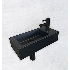 Wiesbaden One Pack Mini-Rhea fontein 36x18 cm rechts en Amador toiletkraan, zwart