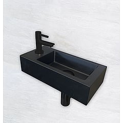 Wiesbaden One Pack Mini-Rhea fontein 36x18 cm links en Amador toiletkraan, zwart