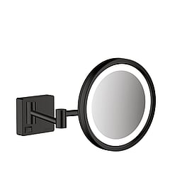 hansgrohe AddStoris make-up spiegel met LED-verlichting en schakelaar 3x vergrotend 21,7 cm, mat zwart