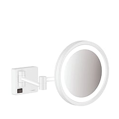 hansgrohe AddStoris make-up spiegel met LED-verlichting en schakelaar 3x vergrotend 21,7 cm, mat wit