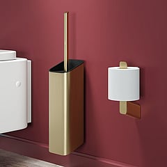 Geesa Shift toiletborstel en houder met deksel zwart 10,6 x 11,3 x 51,9 cm, goud geborsteld