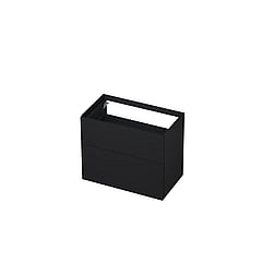 INK® wastafelonderkast 2 laden greeploos push to open gelakt 80x45x65cm, mat zwart