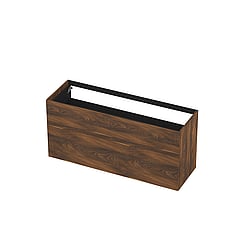 INK® wastafelonderkast 2 laden greeploos push to open hout decor 140x45x65cm, noten