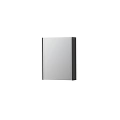 INK SPK2 spiegelkast met 1 dubbelzijdige spiegeldeur, 2 verstelbare glazen planchetten, stopcontact en schakelaar 60 x 14 x 73 cm, hoogglans antraciet