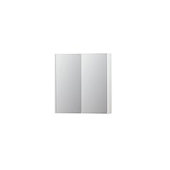 INK SPK2 spiegelkast met 2 dubbelzijdige spiegeldeuren, 2 verstelbare glazen planchetten, stopcontact en schakelaar 70 x 14 x 73 cm, mat wit